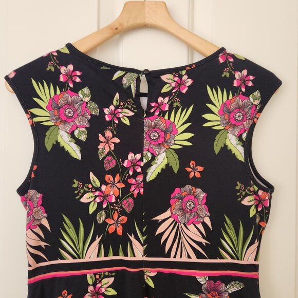 New York & Company Floral Print Sleeveless Dress Black Pink Casual Comfy Cute - Picture 4 of 10
